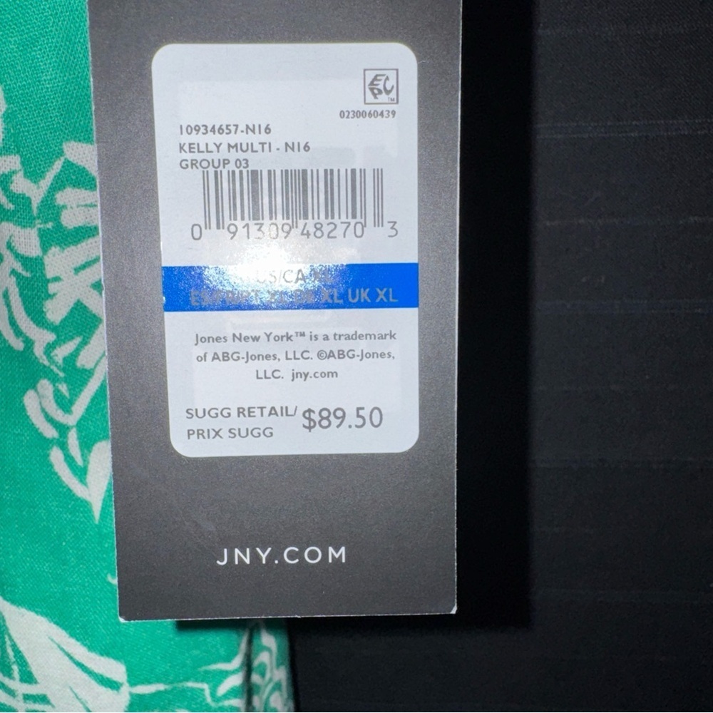Jones New York Kelly Green Linen Blend Sea Shell Sleeveless Dress XL NWT - Picture 6 of 11